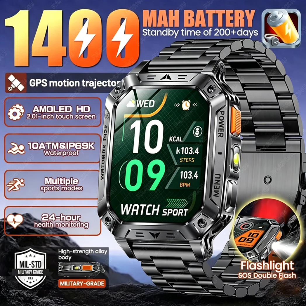 Smartwatch Custom - 2026년 신형 내장 1400mAh 초대형 배터리