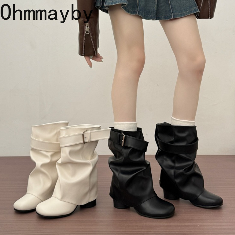 새로운 여성용 슬라우치 미드 카프 가죽 부츠, 메탈 버 - Leather Classic Strap 리뷰 및 가격